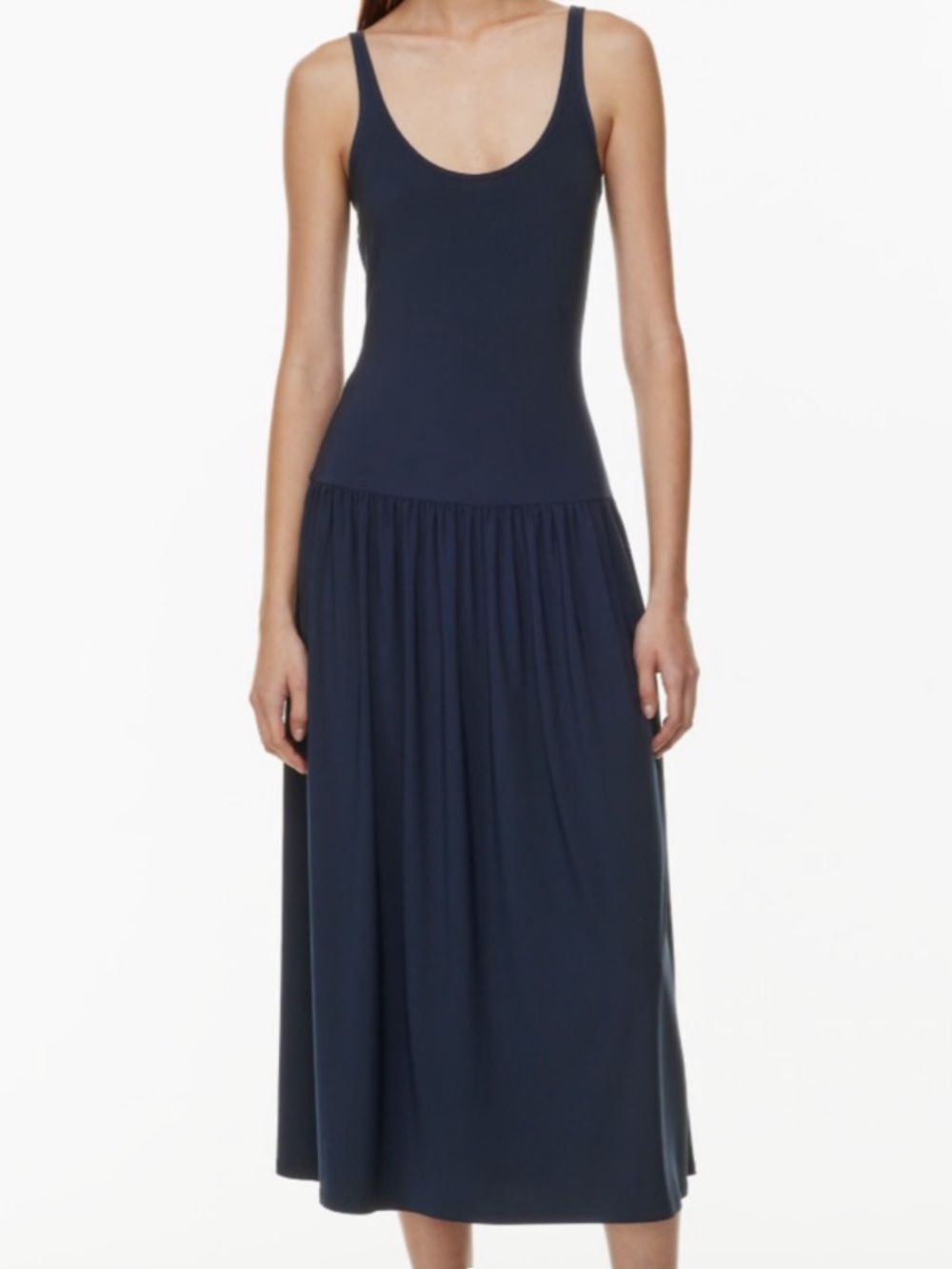 Aritzia Navy Scoop-Neck Midi Skirt Dress